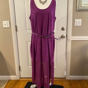 Lane Bryant sheer bottom belted dress